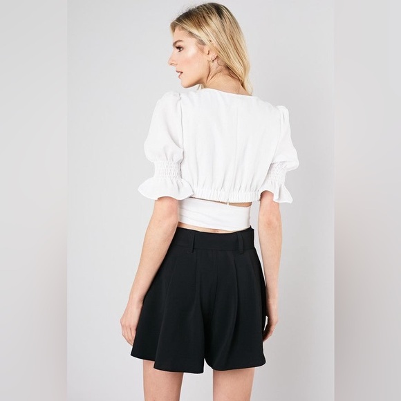 78. LAST FOUR DO + BE Collection Wrapped Crop Top - White - Picture 3 of 3